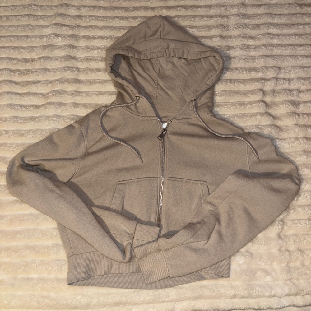 Divided Beige Cropped Hoodie